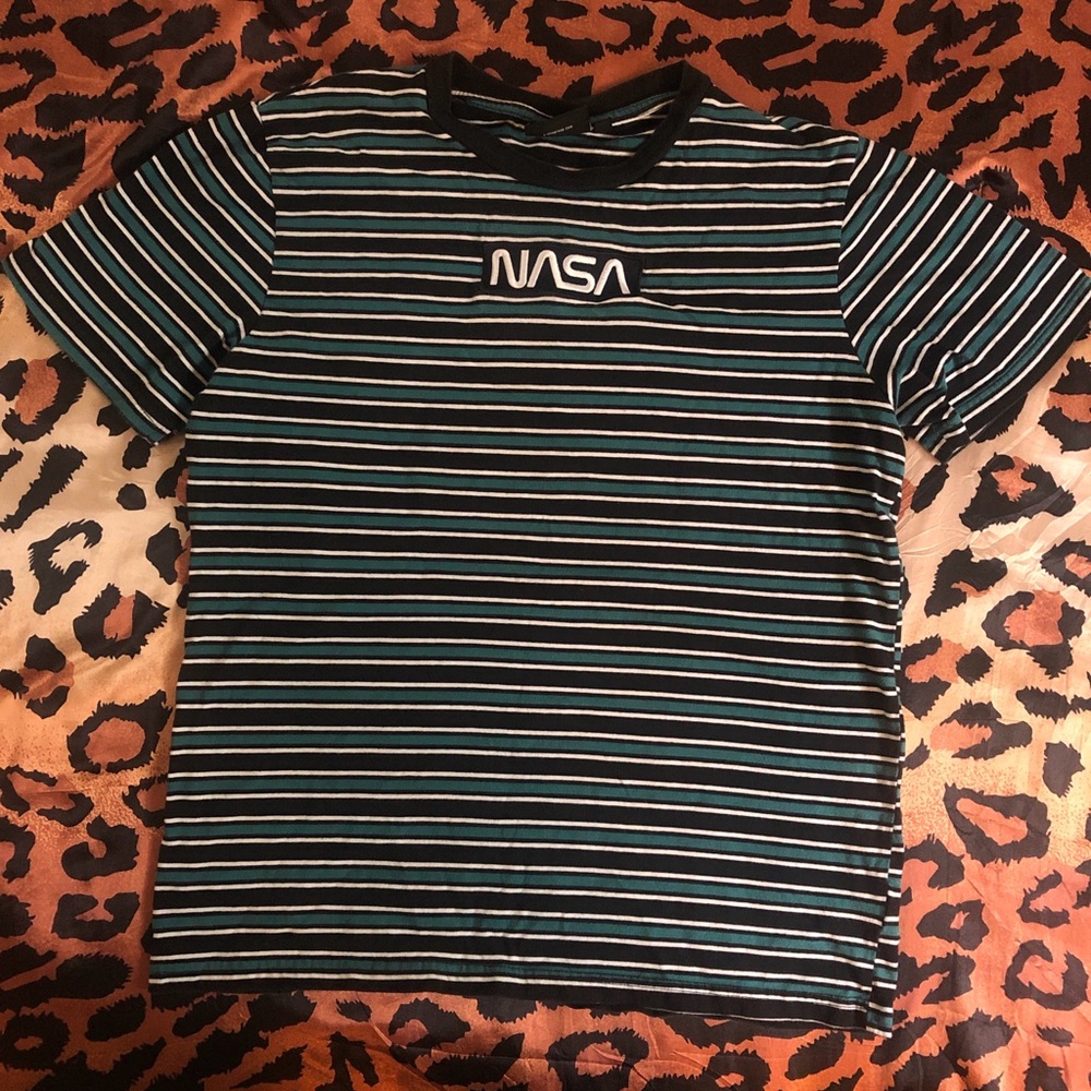 Y2k style NASA striped Tshirt, size small